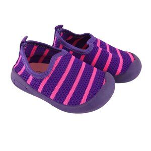 Toddler Girls Slip On Mesh Sneakers Fabric Striped Pink Purple US Size 5